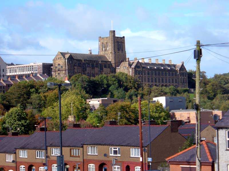 Bangor University towering above the city